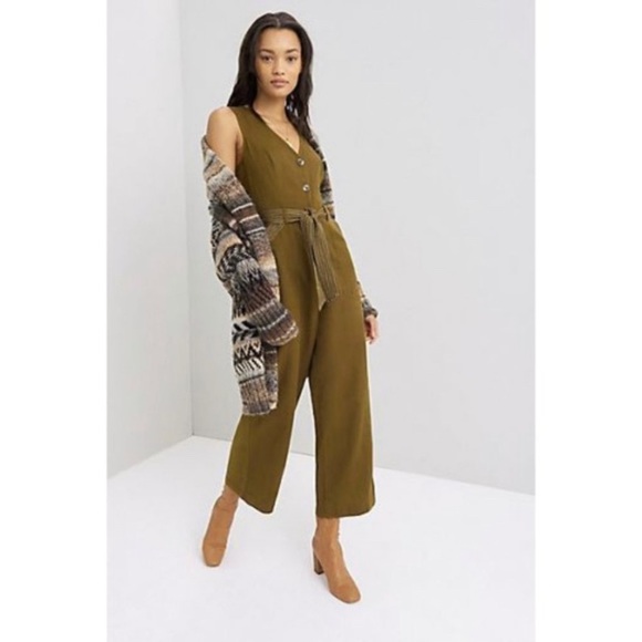 NWT Anthropologie Rhian Belted Button Jumpsuit 8 - Picture 2 of 6